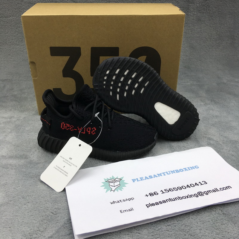 Authentic Yeezy 350 Boost V2 “Black Red” Kids